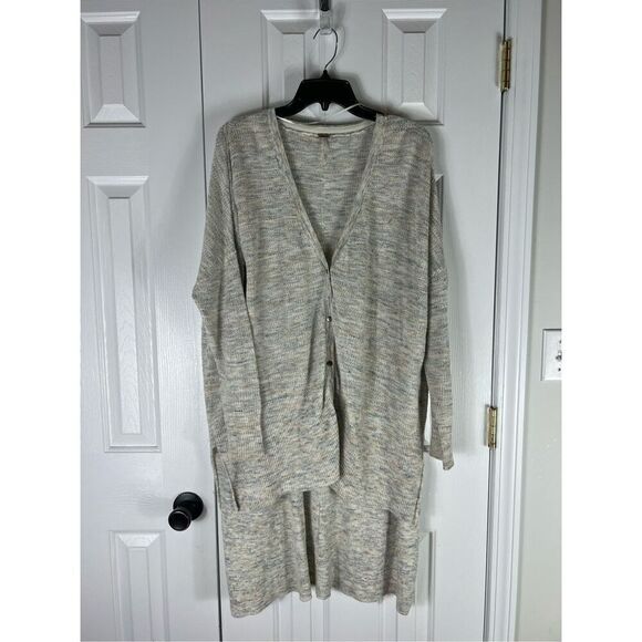Free People Womens Asymmetrical Cream Cardigan Sweater Size M - Picture 1 of 4